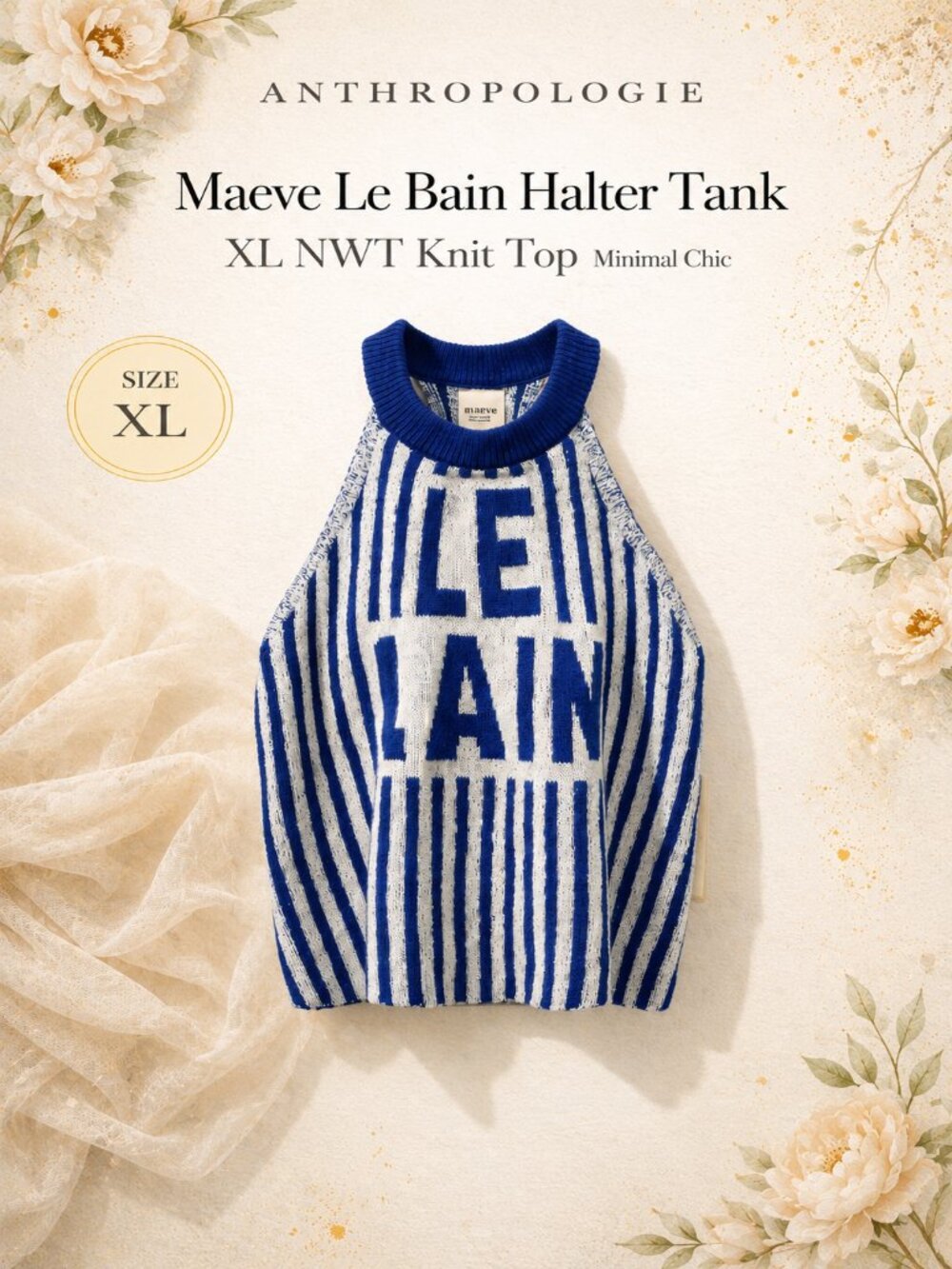 Anthropologie Maeve “Le Bain” Halter Knit Tank – Size XL – New With Tags